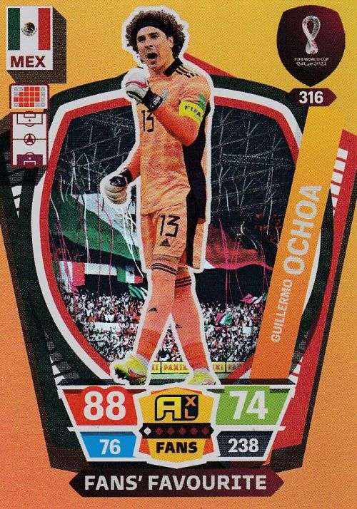 G. OCHOA - PANINI `FIFA WORLD CUP 2022` QATAR - FOIL `FANS FAVOURITE` TRADING CARD 316