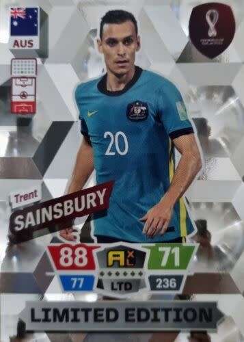 TRENT SAINSBURY - PANINI `FIFA WORLD CUP 2022` QATAR - RARE `LIMITED EDITION` TRADING CARD
