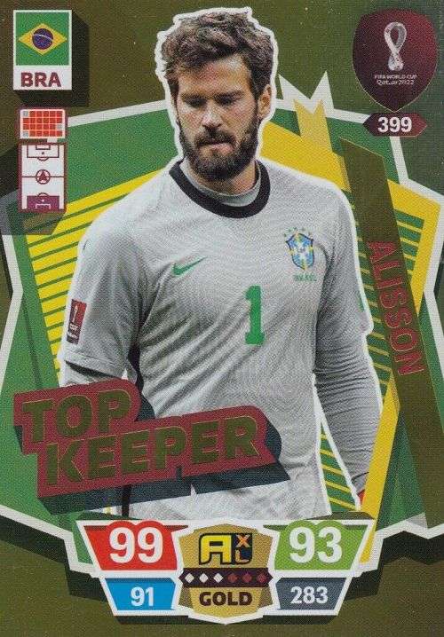 ALISSON - PANINI `FIFA WORLD CUP 2022` QATAR - RARE `TOP KEEPER` TRADING CARD 399