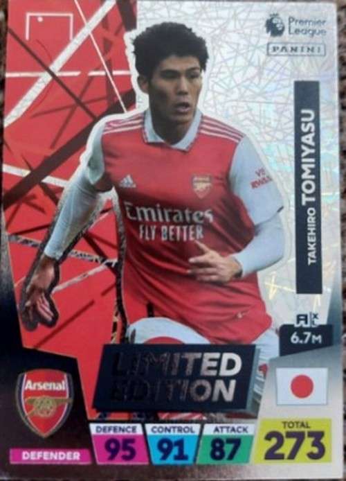TAKEHIRO TOMIYASU - PANINI English Premier League 2022/23 -  `LIMITED EDITION` TRADING CARD