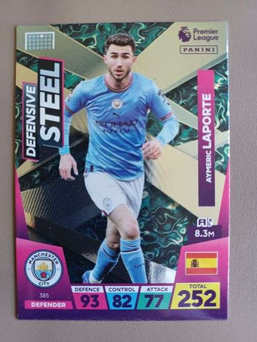 AYMERIC LAPORTE - PANINI  English Premier League 2022/23 - `DEFENSIVE STEEL` TRADING CARD 385