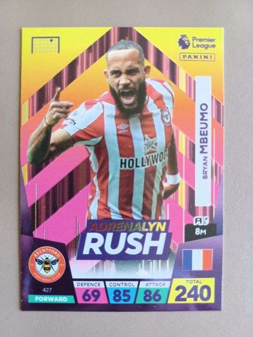 BRYAN MBEUMO - PANINI  English Premier League 2022/23 - `ADRENALYN RUSH` TRADING CARD 427