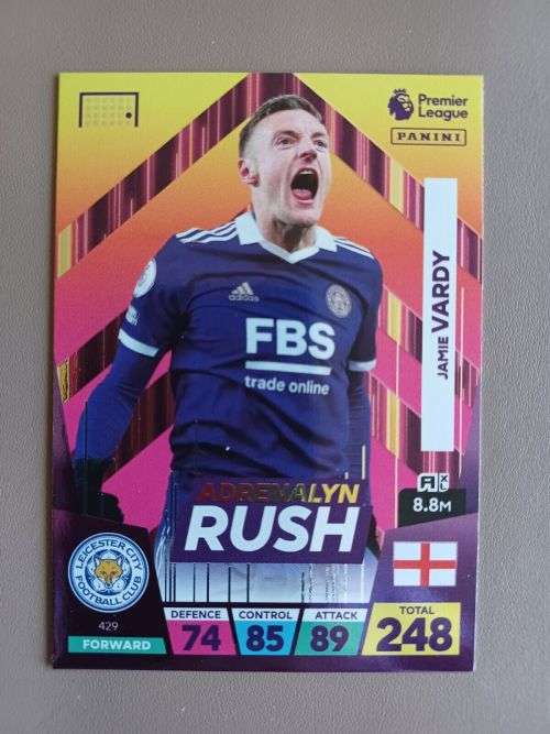 JAMES VARDY - PANINI  English Premier League 2022/23 - `ADRENALYN RUSH` TRADING CARD 429