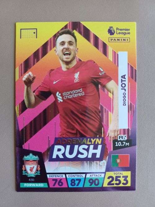DIOGO JOTA - PANINI  English Premier League 2022/23 - `ADRENALYN RUSH` TRADING CARD 430