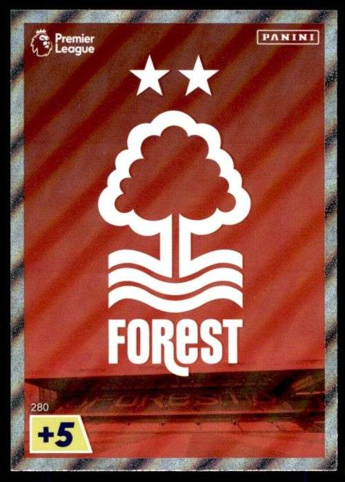 NOTTINGHAM FOREST FC - PANINI  English Premier League 2022/23 -FOIL `CLUB BADGE` TRADING CARD 280