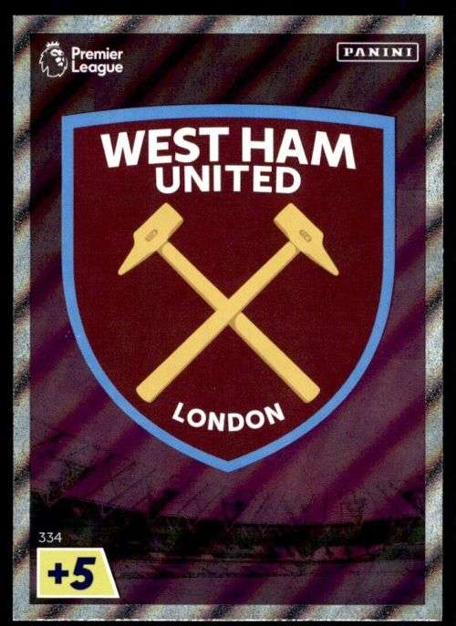 WEST HAM UNITED - PANINI  English Premier League 2022/23 -FOIL `CLUB BADGE` TRADING CARD 334