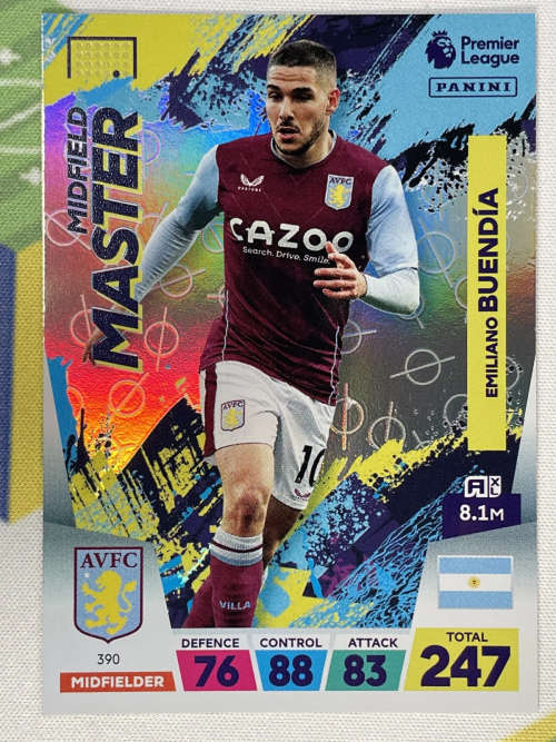 EMILIANO BUENDIA  - PANINI  English Premier League 2022/23 - `MID. MASTER` TRADING CARD 390