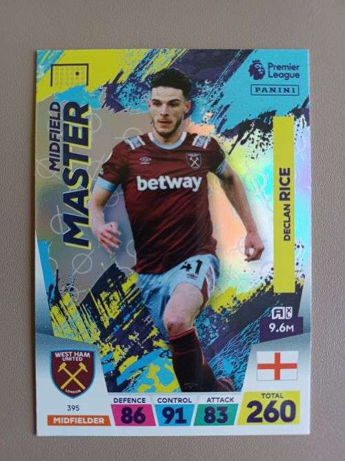 DECLAN RICE  - PANINI  English Premier League 2022/23 - `MID. MASTER` TRADING CARD 395