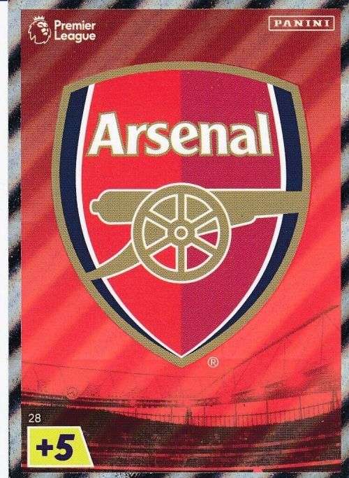 ARSENAL FC - PANINI  English Premier League 2022/23 -FOIL `CLUB BADGE` TRADING CARD 28