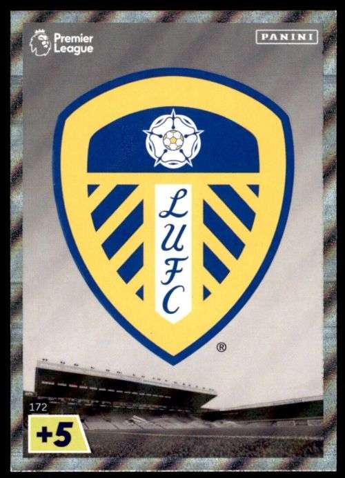 LEEDS UNITED FC - PANINI  English Premier League 2022/23 -FOIL `CLUB BADGE` TRADING CARD 172