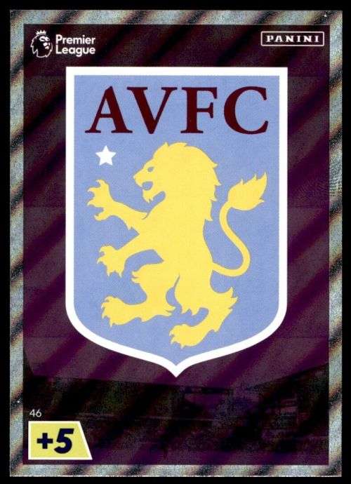 ASTON VILLA FC - PANINI  English Premier League 2022/23 -FOIL `CLUB BADGE` TRADING CARD 46