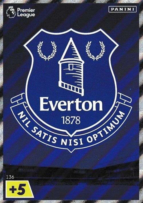 EVERTON FC - PANINI  English Premier League 2022/23 -FOIL `CLUB BADGE` TRADING CARD 136