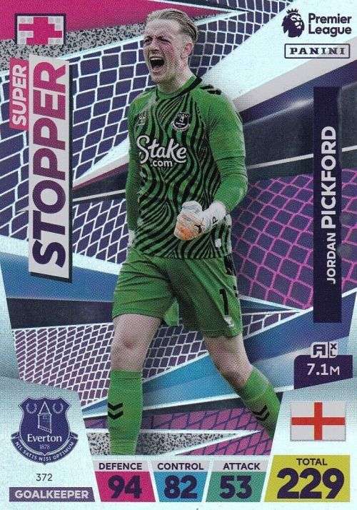 JORDAN PICKFORD - PANINI  English Premier League 2022/23 - `SUPER STOPPER` TRADING CARD 372