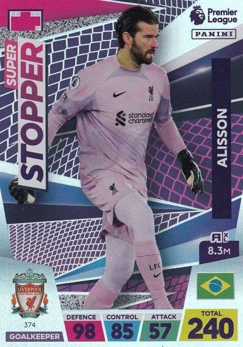 ALISSON - PANINI  English Premier League 2022/23 - `SUPER STOPPER` TRADING CARD 374