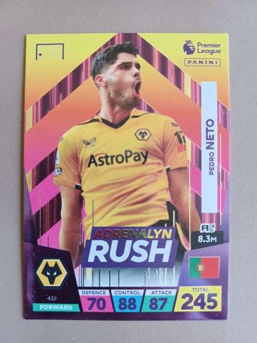 PEDRO NETO - PANINI  English Premier League 2022/23 - `ADRENALYN RUSH` TRADING CARD 432