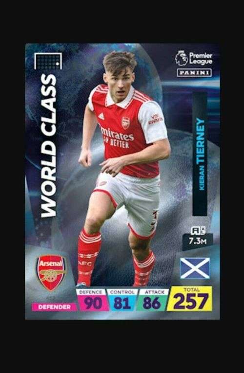 KIERAN TIERNEY - PANINI  English Premier League 2022/23 - `WORLD CLASS` TRADING CARD 452