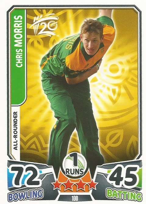 CHRIS MORRIS `PROTEAS` - `TOPPS` ICC CRICKET T20 WORLD CUP 2014 - `BASE` TRADING CARD 100