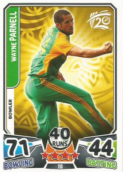 WAYNE PARNELL `PROTEAS` - `TOPPS` ICC CRICKET T20 WORLD CUP 2014 - `BASE` TRADING CARD 110