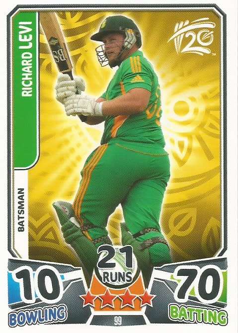 RICHARD LEVI `PROTEAS` - `TOPPS` ICC CRICKET T20 WORLD CUP 2014 - `BASE` TRADING CARD 99
