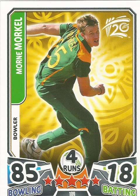 MORNE MORKEL `PROTEAS` - `TOPPS` ICC CRICKET T20 WORLD CUP 2014 - `BASE` TRADING CARD 109