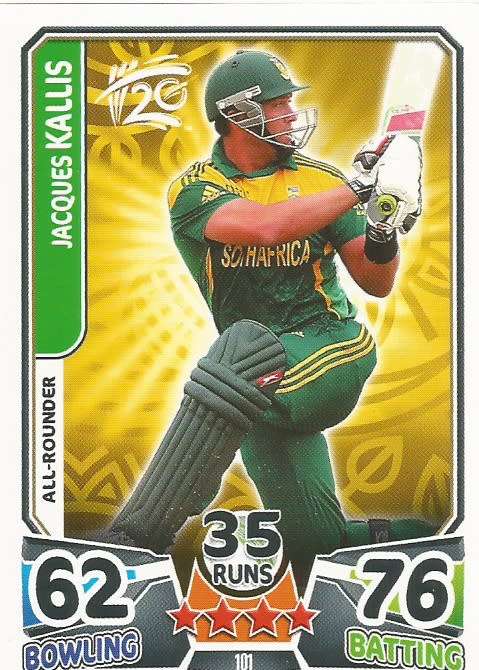 JACQUES KALLIS `PROTEAS` - `TOPPS` ICC CRICKET T20 WORLD CUP 2014 - `BASE` TRADING CARD 101