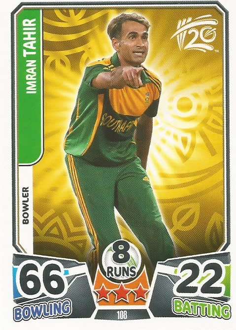 IMRAN TAHIR `PROTEAS` - `TOPPS` ICC CRICKET T20 WORLD CUP 2014 - `BASE` TRADING CARD 108