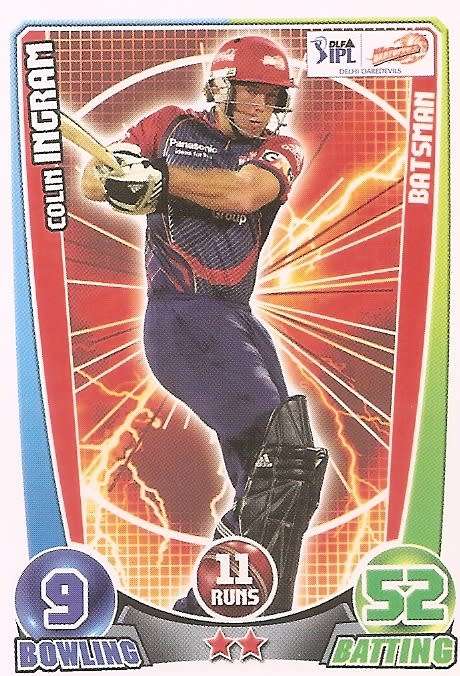 COLIN INGRAM - `TOPPS` CRICKET ATTAX IPL LEAGUE 2012 - `BASE` TRADING CARD