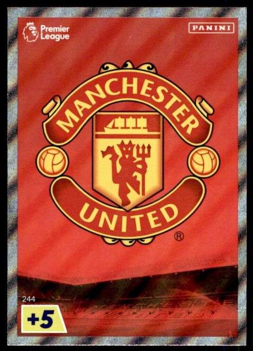 MANCHESTER UNITED FC - PANINI  English Premier League 2022/23 -FOIL `CLUB BADGE` TRADING CARD 244
