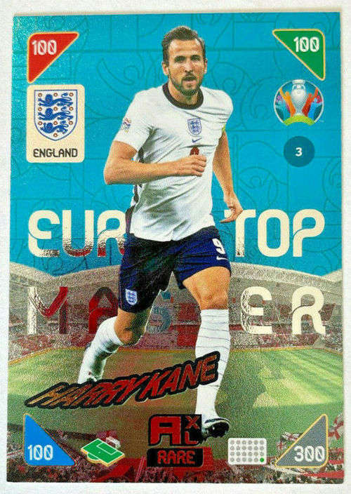 HARRY KANE  `PANINI EURO 2020` 2021 KICK OFF - BLUE FOIL `TOP MASTER` TRADING CARD 3