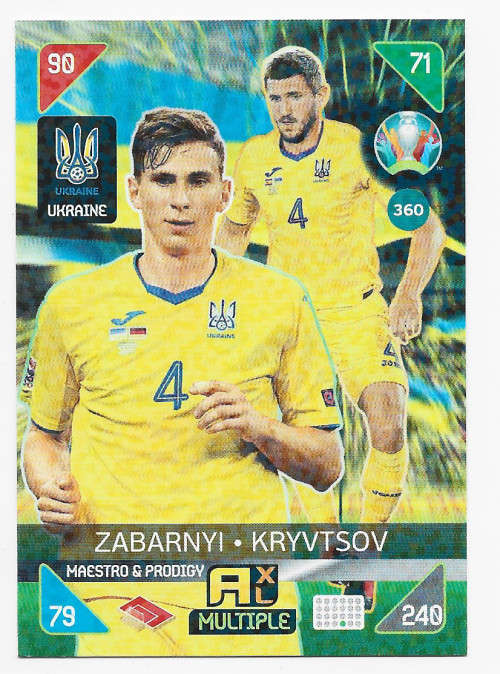 UKRAINE - PANINI  `EURO 2020 KICK OFF` -  FOIL `Maestro and Prodigy` TRADING CARD 360