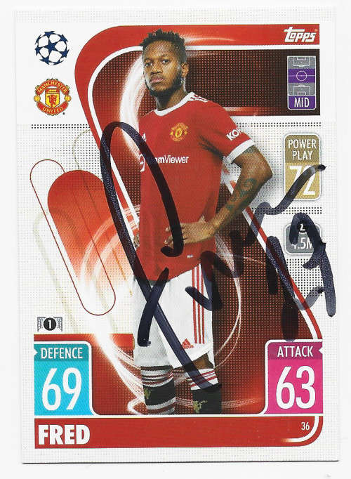 FRED (Man. United) - TOPPS `M/ATTAX Champs League` 2021/22 -  Personally `AUTOGRAPHED` TRADING CARD