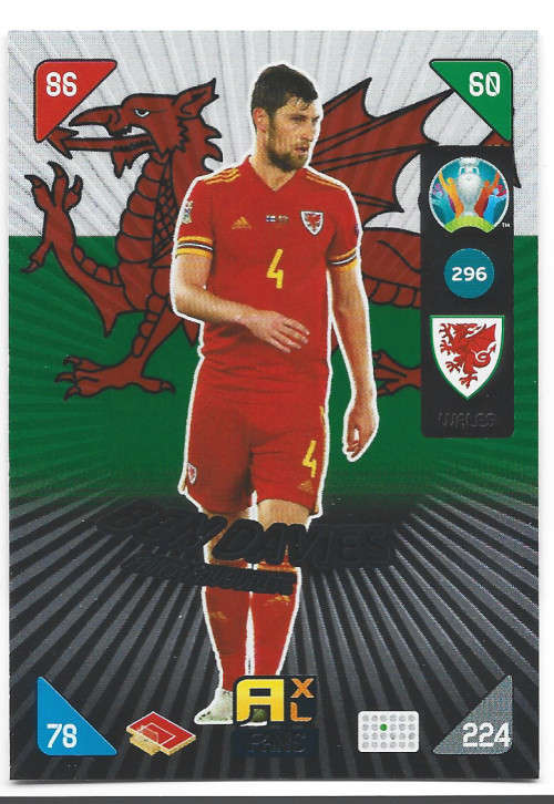 BEN DAVIES - PANINI  `EURO 2020 KICK OFF` -  FOIL `FANS FAVOURITE` TRADING CARD 296