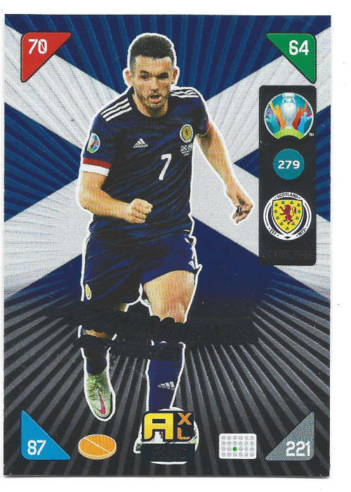 JOHN McGINN - PANINI  `EURO 2020 KICK OFF` -  FOIL `FANS FAVOURITE` TRADING CARD 279