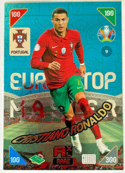 CRISTIANO RONALDO  - Panini `PANINI EURO 2020` Kick Off  - BLUE FOIL `TOP MASTER` TRADING CARD 9