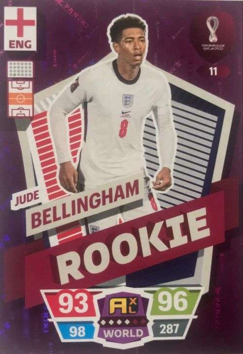 JUDE BELLINGHAM - PANINI `FIFA WORLD CUP 2022` QATAR - RARE `ROOKIE` TRADING CARD 11