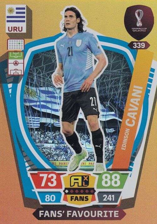 EDINSON CAVANI - PANINI `FIFA WORLD CUP 2022` QATAR - `FANS FAVOURITE` TRADING CARD 339