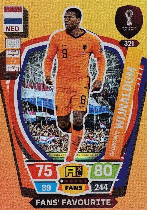 G. WIJNALDUM - PANINI `FIFA WORLD CUP 2022` QATAR - `FANS FAVOURITE` TRADING CARD 321