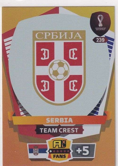 SERBIA - PANINI `FIFA WORLD CUP 2022` QATAR - `TEAM CREST` TRADING CARD 239