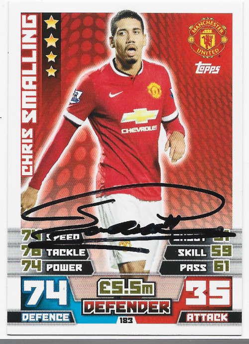 CHRIS SMALLING (Man. United) - TOPPS `MATCH ATTAX` -  Personally `AUTOGRAPHED` CARD
