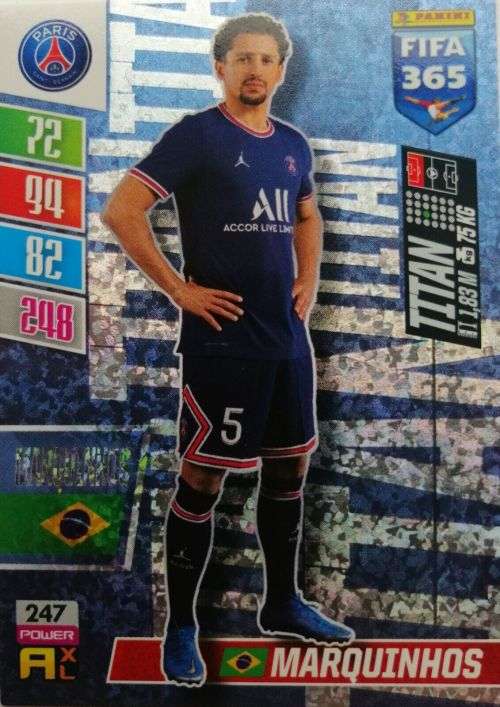 MARQUINHOS - PANINI `FIFA 365 COLLECTION` 2021/22 - SILVER `TITAN` TRADING CARD 247