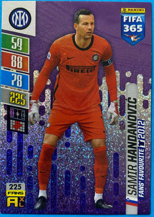 S. HANDANOVIC - PANINI `FIFA 365 COLLECTION` 2021/22 - SILVER `FANS FAVOURITE` TRADING CARD 225