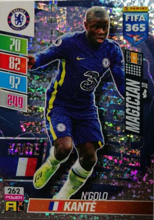 NGOLO KANTE - PANINI `FIFA 365 COLLECTION` 2021/22 - SILVER `MAGICIAN` TRADING CARD 262