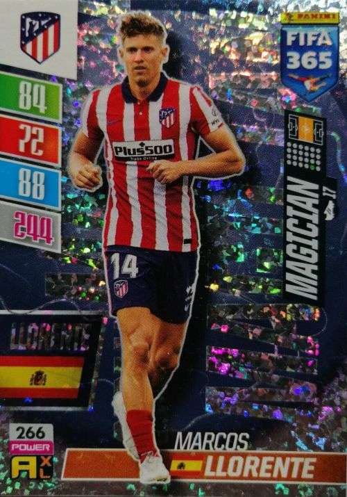 MARCOS LLORENTE - PANINI `FIFA 365 COLLECTION` 2021/22 - SILVER `MAGICIAN` TRADING CARD 266