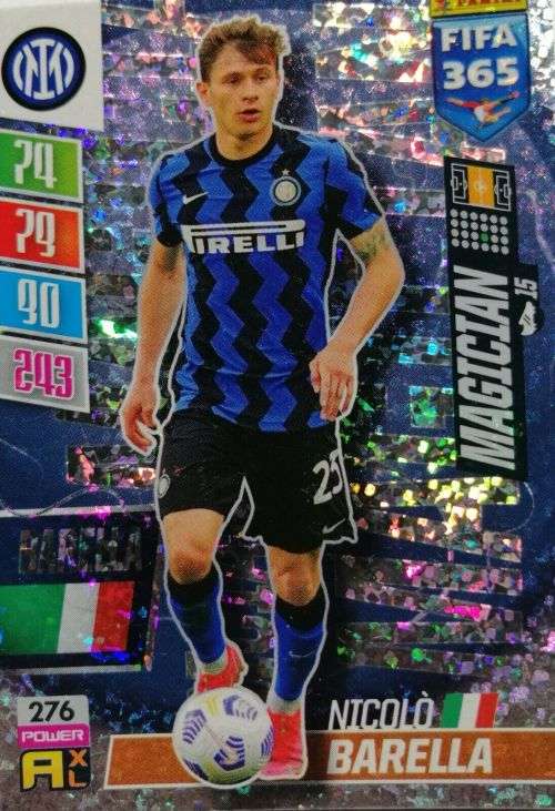 NICOLO BARELLA - PANINI `FIFA 365 COLLECTION` 2021/22 - SILVER `MAGICIAN` TRADING CARD 276