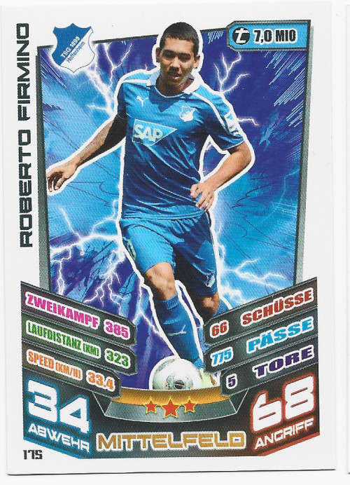ROBERTO FIRMINO - TOPPS `MATCH ATTAX BUNDESLIGA` 2013 - BASE TRADING CARD