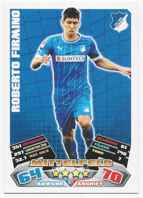 ROBERTO FIRMINO - TOPPS `MATCH ATTAX BUNDESLIGA` 2012 - BASE TRADING CARD