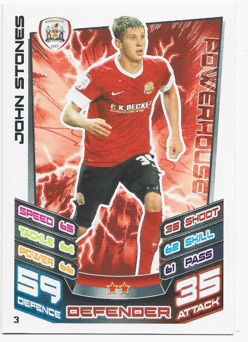 JOHN STONES (Barnsley FC)  - TOPPS `MATCH ATTAX Championship` 2012/13 - ROOKIE TRADING CARD