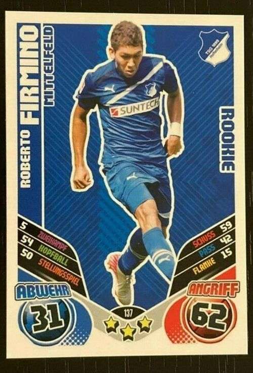 ROBERTO FIRMINO - TOPPS `MATCH ATTAX BUNDESLIGA` 2011 - `ROOKIE` TRADING CARD