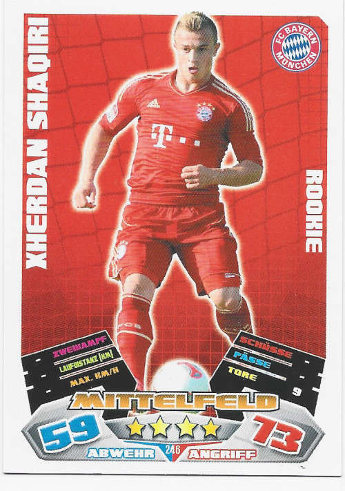 XHERDAN SHAQIRI - TOPPS `MATCH ATTAX BUNDESLIGA` 2012/13 - `ROOKIE` TRADING CARD