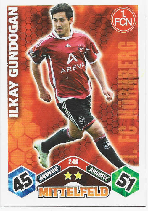 ILKAY GUNDOGAN - TOPPS `MATCH ATTAX BUNDESLIGA` 2010/11 - `BASE` TRADING CARD